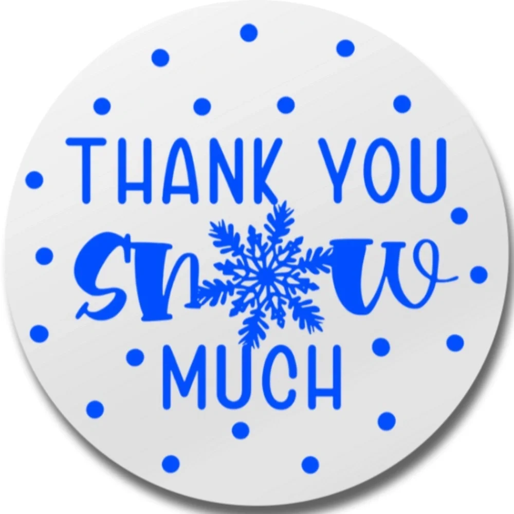Thank You Snow Much Stickers Holographic Round 2 Inch | THANK YOU STICKER LABEL
